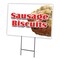 Signmission Sausage Biscuits Yard Sign & Stake outdoor plastic coroplast window, C-1216-DS-Sausage Biscuits C-1216-DS-Sausage Biscuits - alternate 1